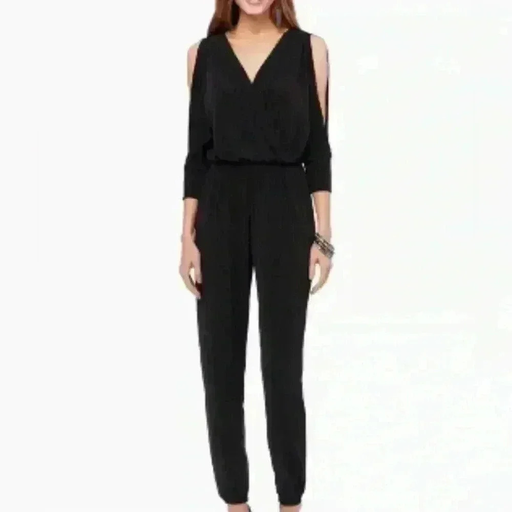 Charming Charlie Black V-Neck Women's Jumpsuit (556)